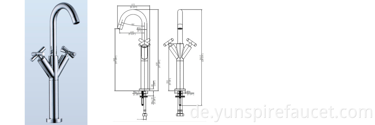 dual handle basin tap